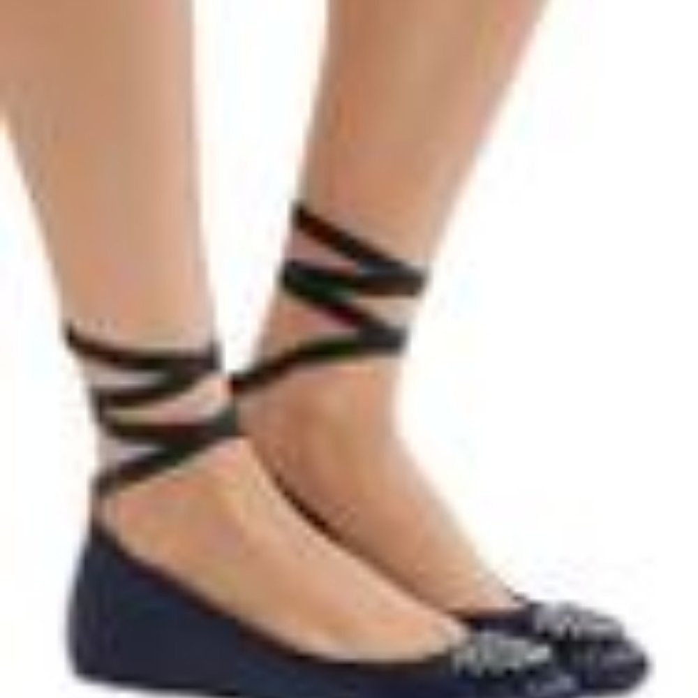 Jimmy Choo Blue Jeweled Toe Grosgrain Ankle Strap Ballet Flats - Picture 8 of 13